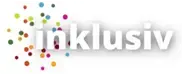Logo „Inklusiv“ mit bunten Punkten.